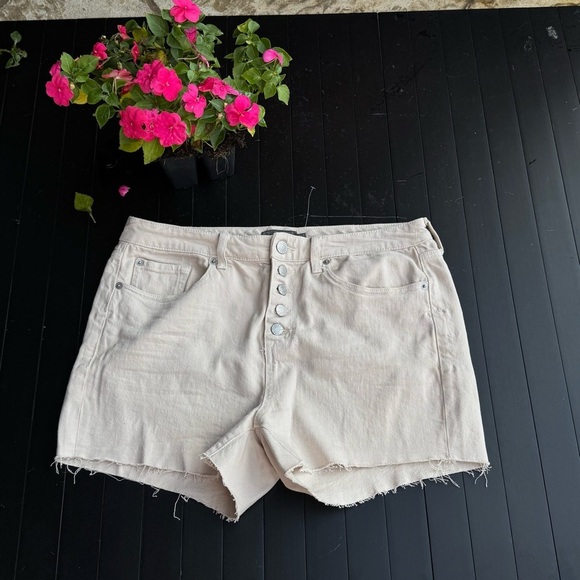 Torrid Cream Jean Shorts Distressed Button fly Denim Shorts  size 10 - Picture 9 of 9